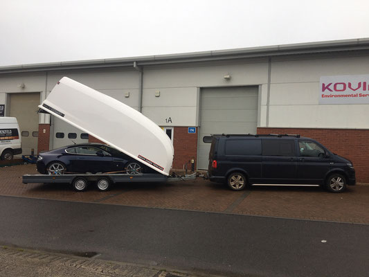 Early 2006 Aston Martin V8 Vantage Being taken back to customer via Brian James Trailers