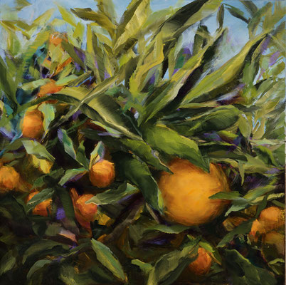 Der Orangengarten, #2, 2024  Öl auf Leinwand    73 x 73 cm