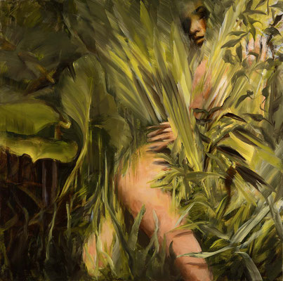 Dancing leaves, Im Bann der Natur, 2024   Öl auf Leinwand    120 x 120 cm