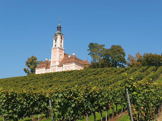 Die Basilika Birnau ist von unseren Gästezimmern zu sehen - besuchen Sie den Wallfahrtsort und Barockjuwel am Bodensee.