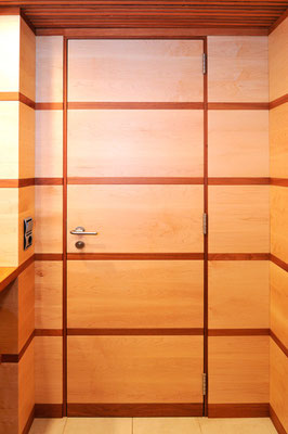 Wooden wallboards with built-in door