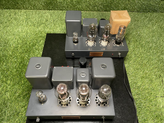 Röhrenendstufe Sun Audio SV 2A3PE Mono Endstufe Oberseite mit Röhrenbestückung