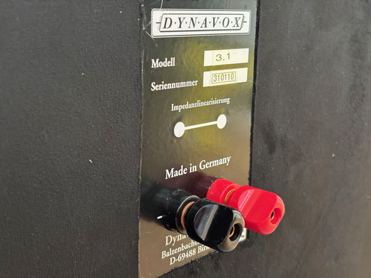 Dynavox-3.1-Rückansicht-Anschlüsse – „DynamiKKs Dynavox 3.1 Rückseite mit Anschluss-Terminals“