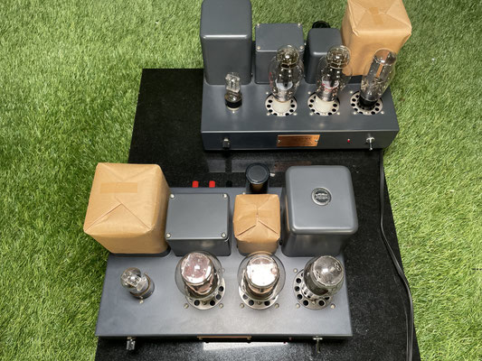 Röhrenendstufe Sun Audio SV 2A3PE Mono Endstufe Oberseite mit Röhrenbestückung