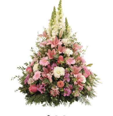 Réf: DVT_2 Coupe conique de  fleurs de saison en camaïeu de rose (Ø55 x H.70 cm) à partir de 180 €