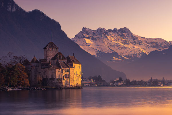 Schloss Chillon, Berglandschaft am Genfersee