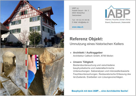 Bestandsuntersuchung und verschiedene bauphysikalische und materialtechnische Untersuchungen. Salzanalysen und mikrowellenbasierte Feuchteuntersuchungen. Restauratorische Erfassung des Ist-Zustands