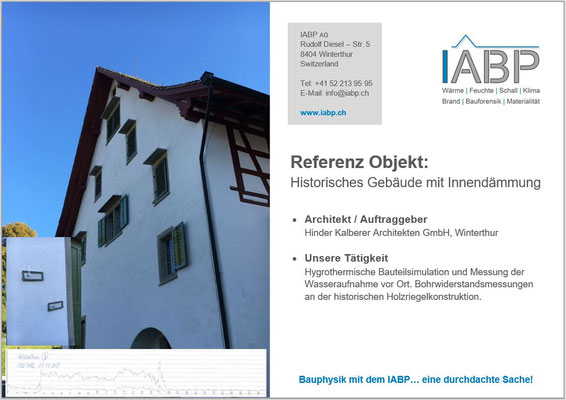 Hygrothermische Bauteilsimulation und Messung der Wasseraufnahme vor Ort. Bohrwiderstandsmessungen an der historischen Holzriegelkonstruktion