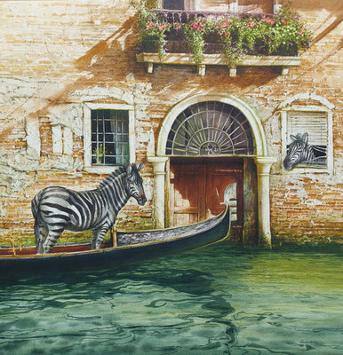 A venetian story, watercolour, 40x40cm