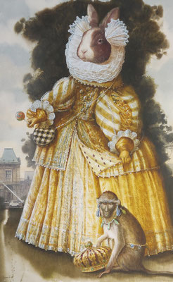 Madame Louvre, watercolour, 45x69cm