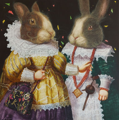 The Sisters II, watercolour, 40x40cm
