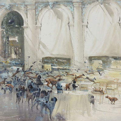 Caffe Florian, watercolor, 70x70cm