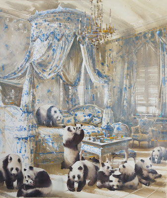 Blue room, watercolor, 35x53cm