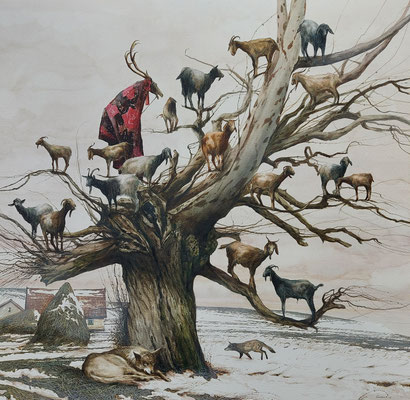 Genealogical tree, watercolour, 53x53cm