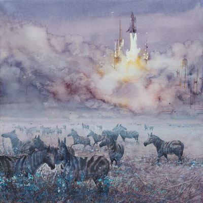 The new destination, watercolour, 50x50cm
