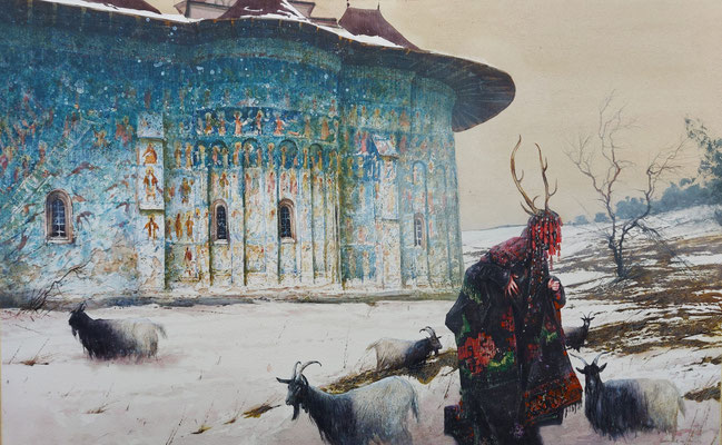 Blindfolded, watercolour, 40x80cm