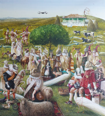 Moldovan wedding, watercolour, 90x100cm