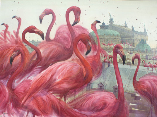 Outdoor Ballet rehearsal, watercolor, 53x73cm
