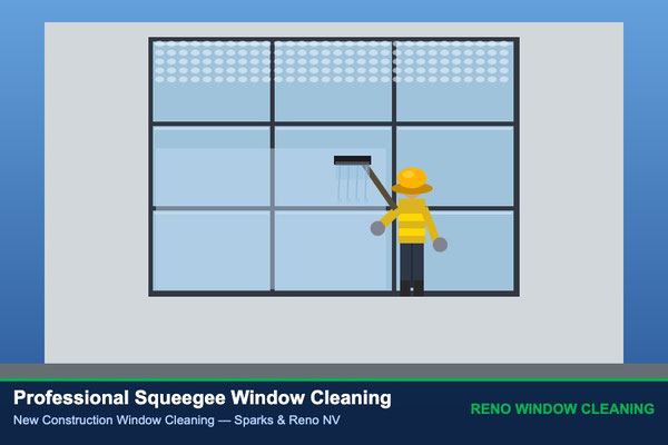 Professional squeegee window cleaning on new construction in Reno NV