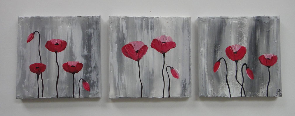 Rote Blumen in grau 60x20