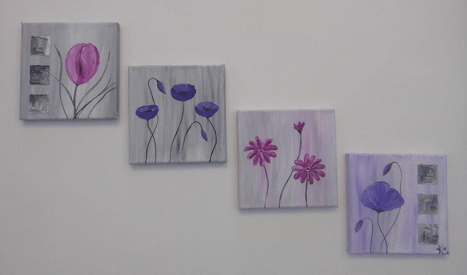 rosa-lila Blumen 80x40