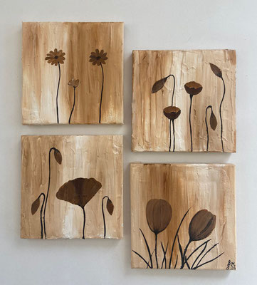 braune Blumen 40x40