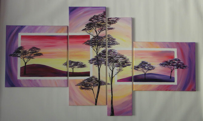 Bäume im Sonnenuntergang 150x90