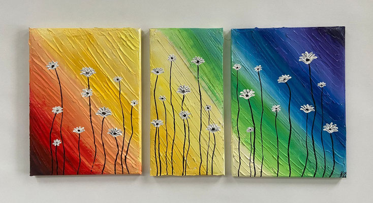 Regenbogen mit Blumen 80x40