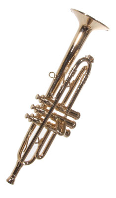 Miniatur-Trompete aus Messing mit 12 cm Länge.
