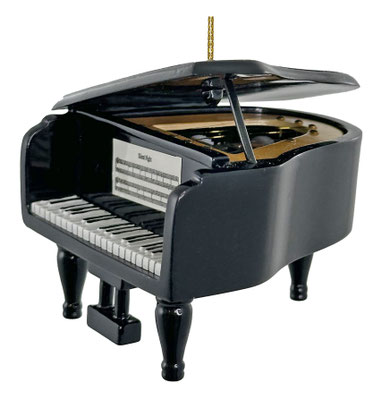 Piano aus Kunsstoff mit integrierter Spieluhr mit "Silent night" Notenblatt und "Stille Nacht" Spieluhr Melodie.