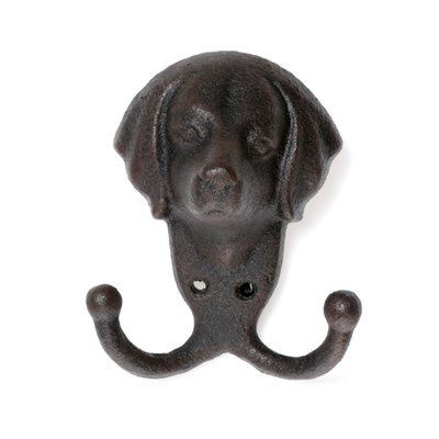 Wandhaken Hund (Kopf-Variante Hund) mit 2 Haken.