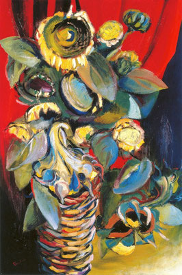 Cesto con girasoli, fine anni 60