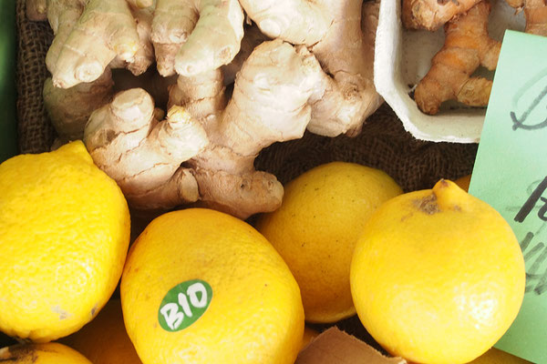 Bio-Zitronen und Ingwer