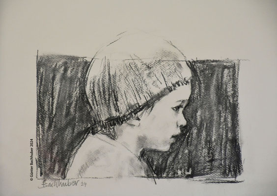 PORTRAIT L. - 2024 - Kohle - 40 x 50 cm 