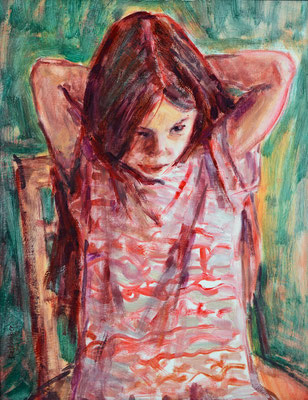 S. SITZEND – 1995 - Öl auf Hartfaser – 50 x 40 cm