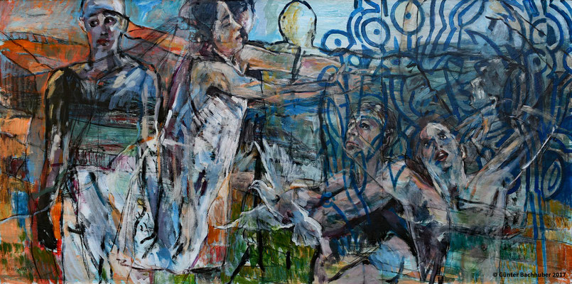 WEISSE TAUBE - 2017 - Acryl auf Hartfaser - 93 x 187 cm