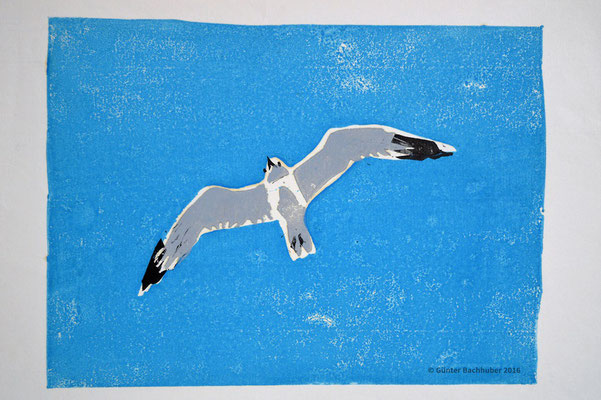 MÖVE - 1990 - Linoldruck - 42 x 30 cm