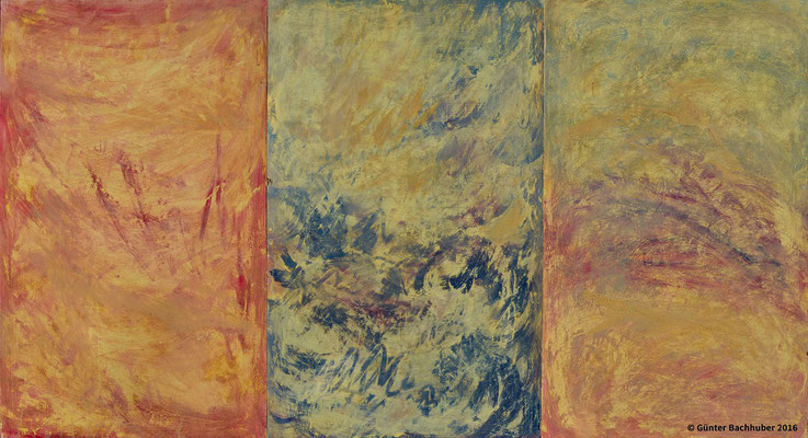 FEUER, WASSER, ERDE - 2010 - Acryl, Lehm auf Hartfaser - 90 x 172 cm