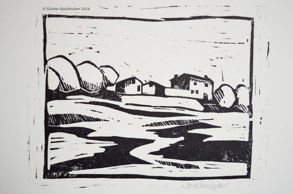 LANDSCHAFT - Linoldruck -
