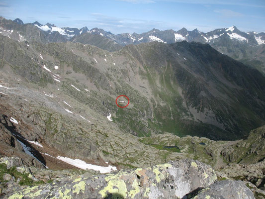 ... und einen ersten Blick auf die Nürnberger Hütte zu erlangen
