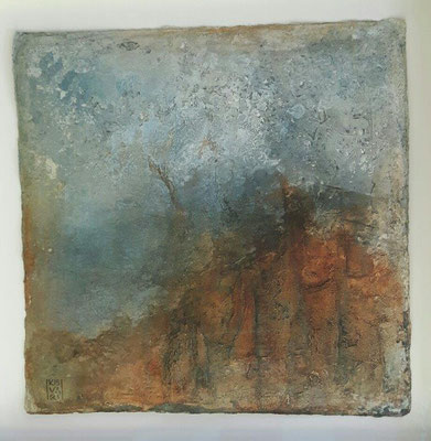 Strength and weakness 50*50 Fresco auf Seidelbastpapier, gerahmt 2017
