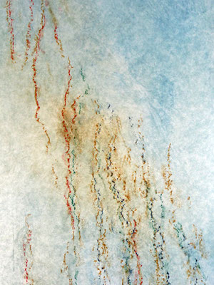 Lignes d'arbre - peuplier -  2018 - pigments et pastels sur non-tissé - format 40 x 120 cm