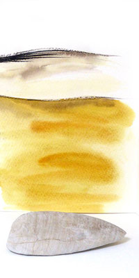 Au fil des pierres 5 - encre de chine, aquarelle, sable, pierre