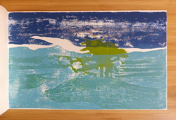  Au rythme de l'azur -3ème page - xylographie originale 