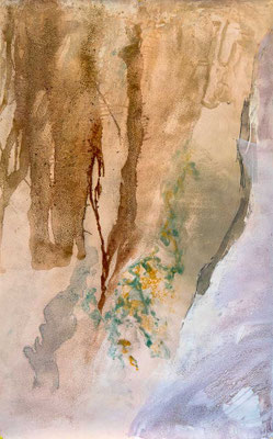 A fleur de roche - pigments, sable et encre de chine - peinure sur toile libre de 100 x 150 cm