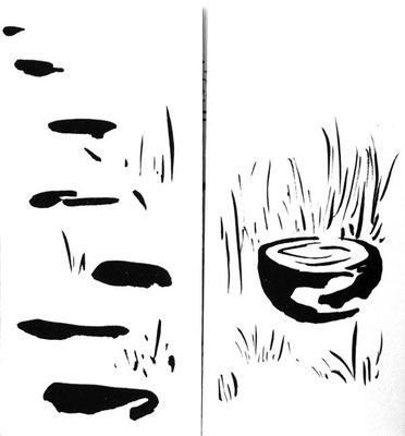 dessins à l'encre de chine - panneaux