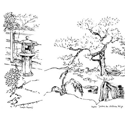 Kyoto - Temple de Ryoanji et  jardins du château Nijo