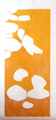 La rivière 1 - 2018 - Gravure sur bois imprimée sur papier de chine et papier Fabriano - 3 exemplaires - Bois : 30 x 50 cm