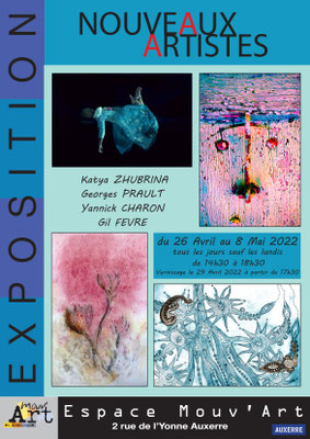 affiche de l'exposition des nouveaux artistes de Mouv'art