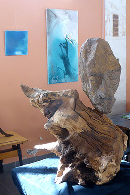 Sculpture de Djahan et peinture de Yannick